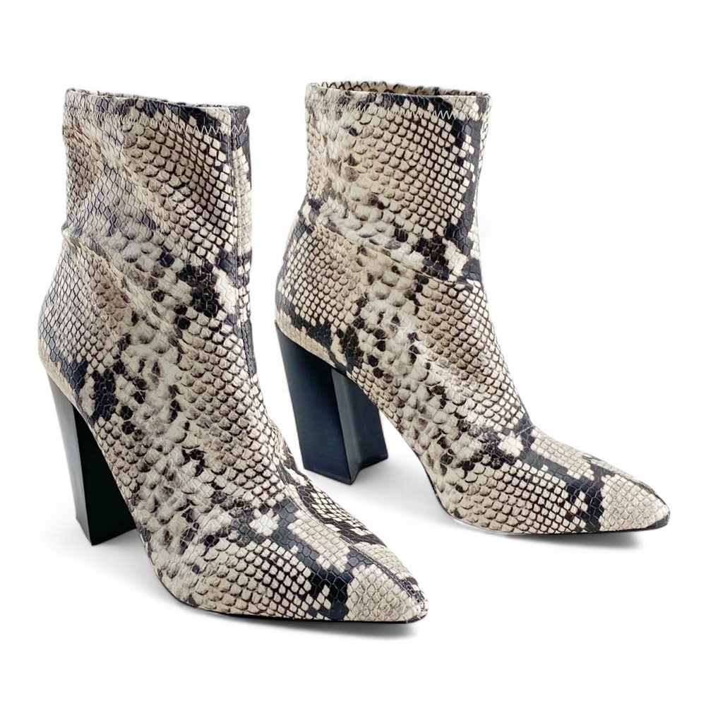 Vince Camuto Setillen Black/White Stretch Snake Boots, 9M - Picture 2 of 8